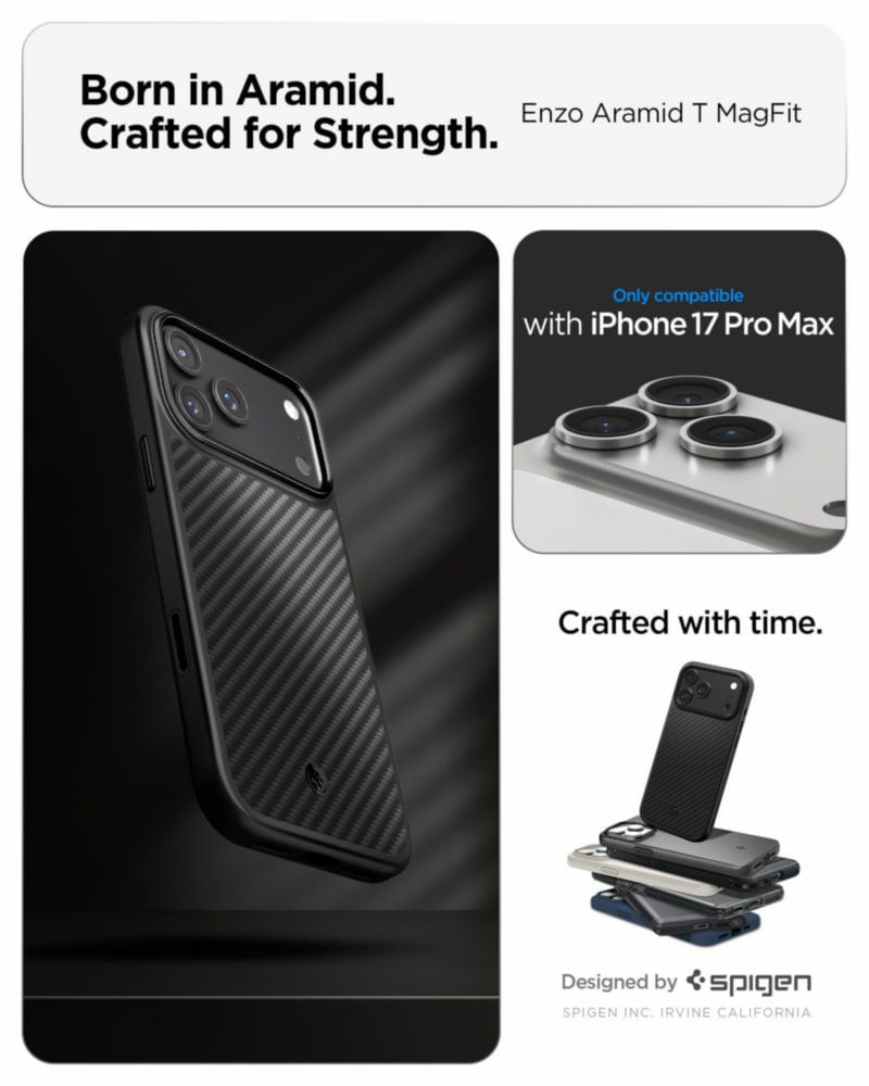 Funda Spigen Enzo Aramid T para iPhone 17 Pro Max negra