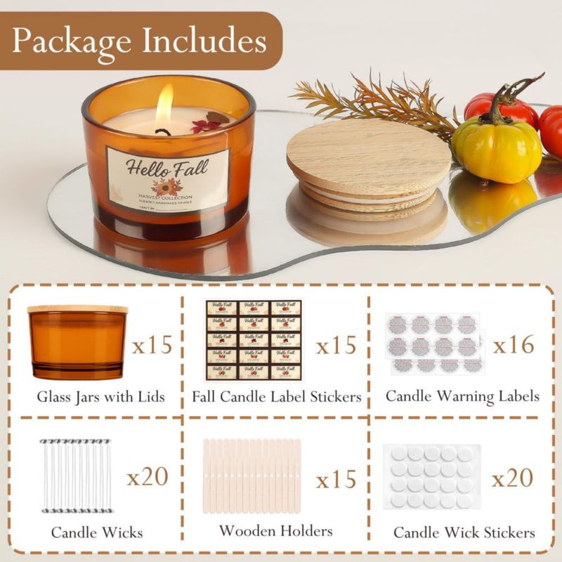 Tarros para velas CONNOO Pack de 15 118 ml vidrio ámbar