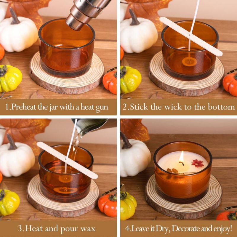 Tarros para velas CONNOO Pack de 15 118 ml vidrio ámbar
