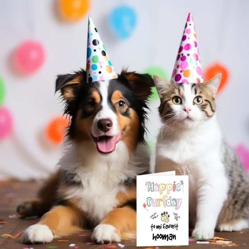 Tarjeta de Felicitación COLINHELIN 20 x 135 cm Gato y Perro
