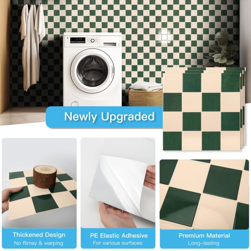 Baldosas Art3d Pack de 10 - Verde Oscuro y Blanco