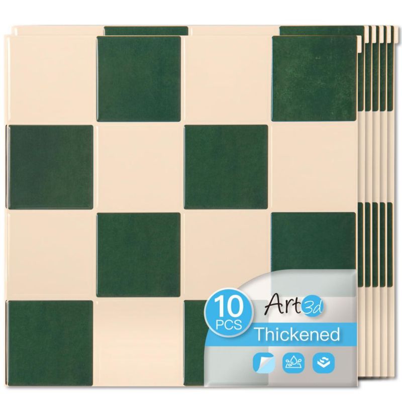 Baldosas Art3d Pack de 10 - Verde Oscuro y Blanco