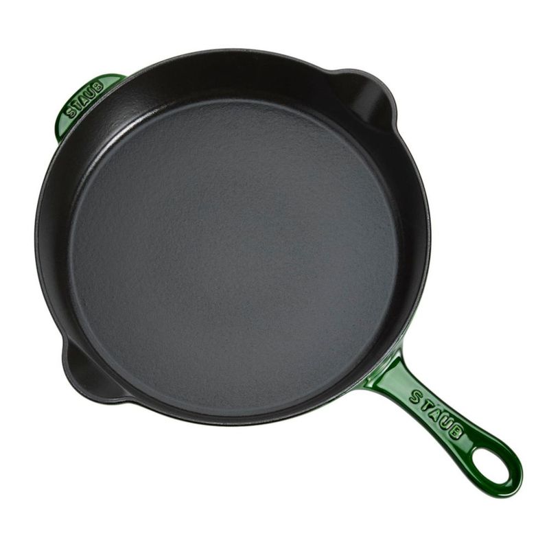 Sartén tradicional STAUB 28 cm verde albahaca de hierro fundido