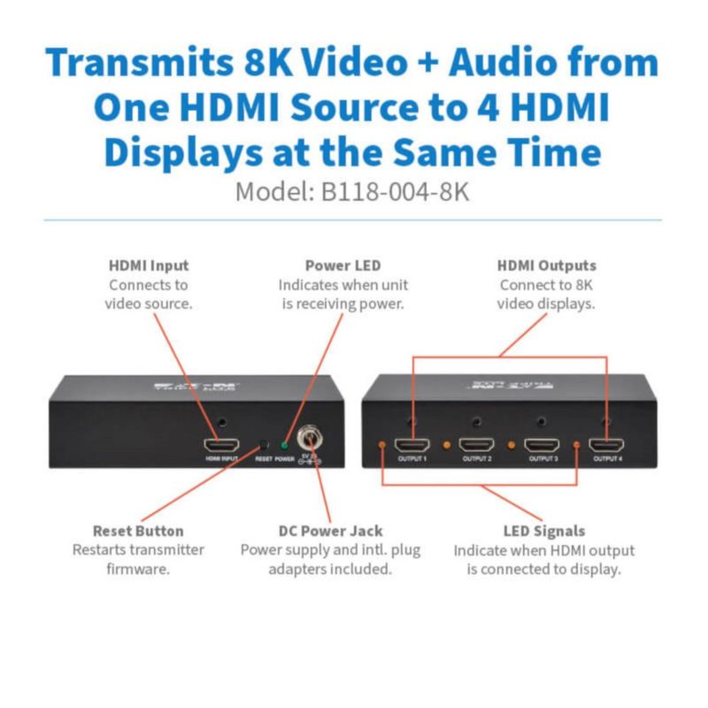 Divisor HDMI TRIPP LITE 8K@60Hz 1 entrada 4 salidas