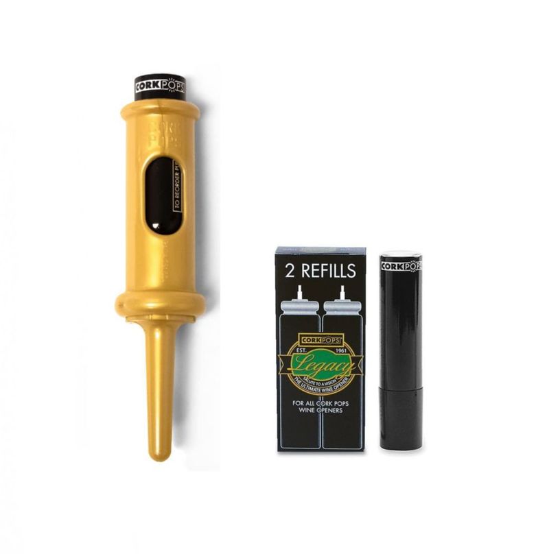 Sacacorchos Cork Pops Original 65" Dorado con Cartucho