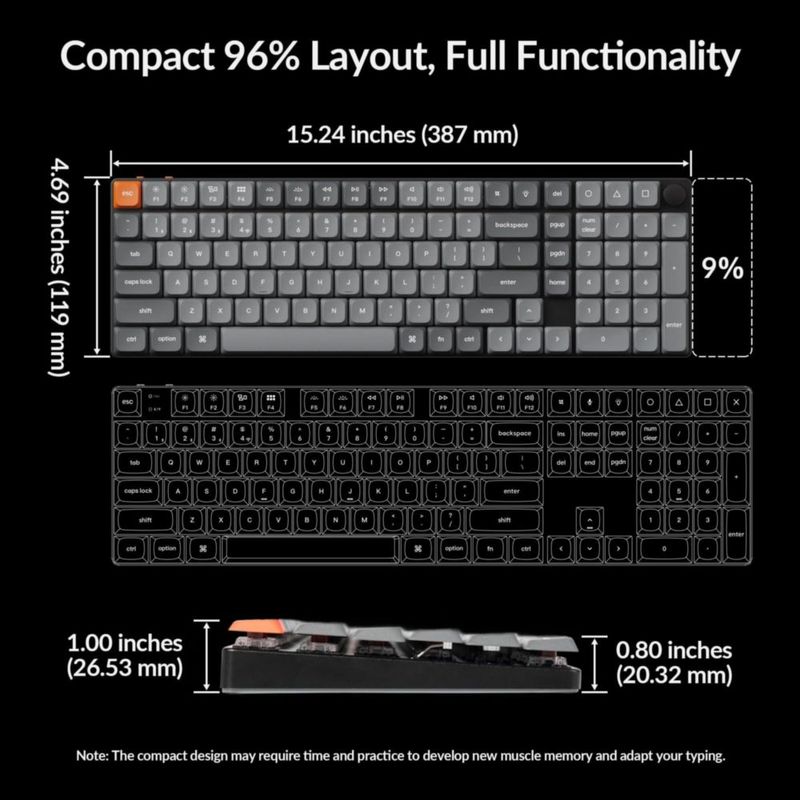 Teclado mecánico inalámbrico Keychron K17 Max 96% RGB con interruptores marrones Gateron