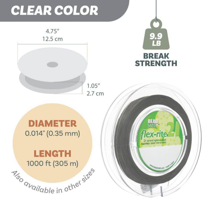 Alambre para abalorios The Beadsmith 21 hilos 305 m transparente