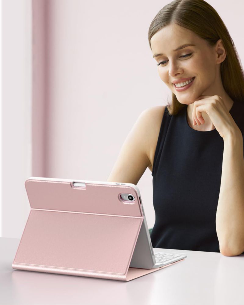 Funda con teclado MoKo para iPad 11/10.9" 2025/2022 en oro rosa