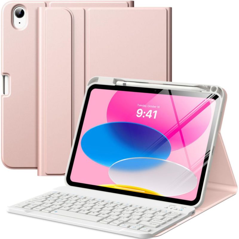 Funda con teclado MoKo para iPad 11/10.9" 2025/2022 en oro rosa