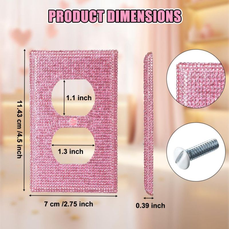 Placa de pared hongliang 11 x 7 cm rosa con pedrería – Pack de 4