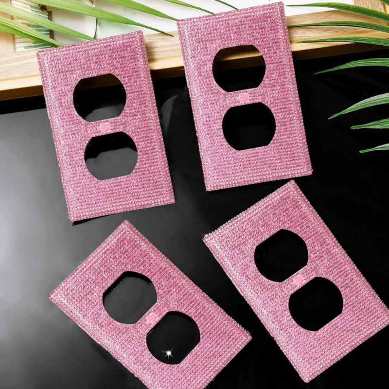 Placa de pared hongliang 11 x 7 cm rosa con pedrería – Pack de 4