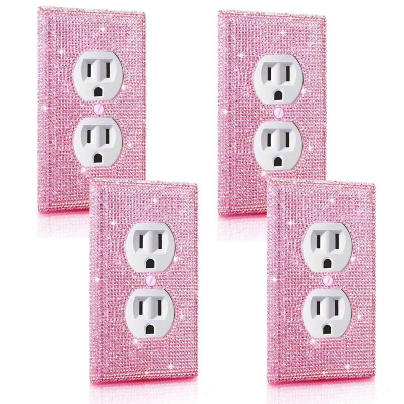 Placa de pared hongliang 11 x 7 cm rosa con pedrería – Pack de 4