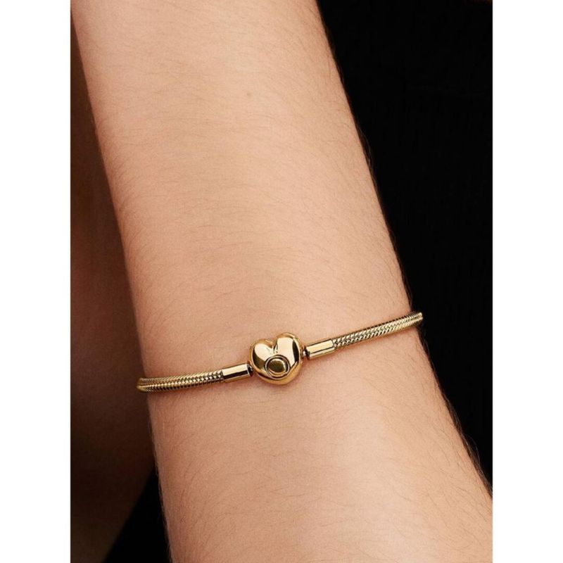 Pulsera Pandora Moments de cadena serpenteada con cierre de corazón 20 cm chapada en oro 14k