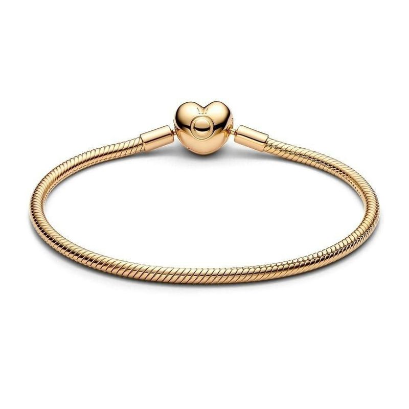 Pulsera Pandora Moments de cadena serpenteada con cierre de corazón 20 cm chapada en oro 14k
