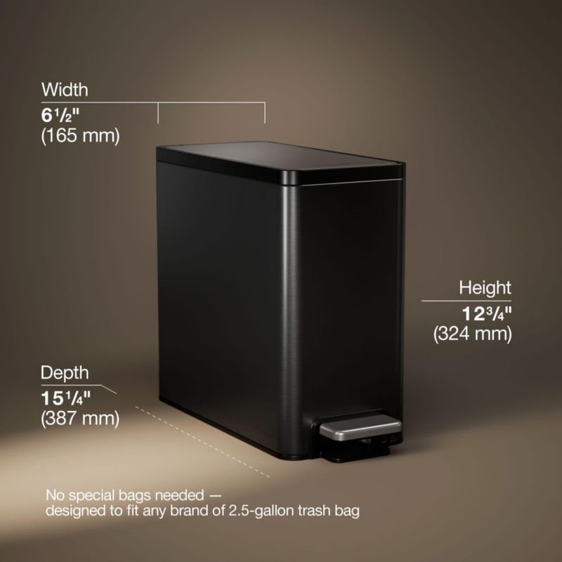 Cubo de basura Kohler de 95 L con pedal negro de acero inoxidable