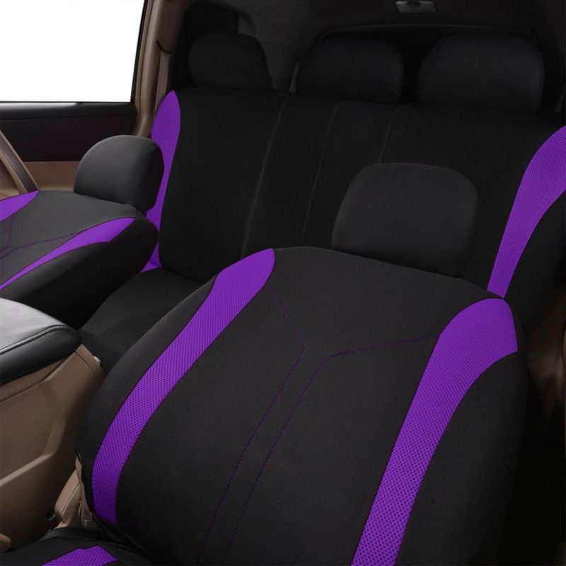 Juego completo de fundas para asientos de coche Flying Banner malla negra y púrpura