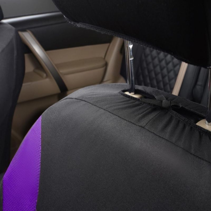 Juego completo de fundas para asientos de coche Flying Banner malla negra y púrpura