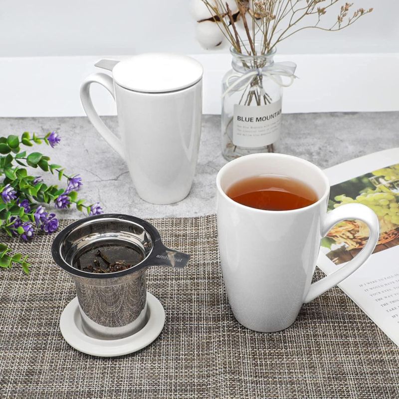 Taza de té amhomel 455 ml con infusor y tapa juego de 2