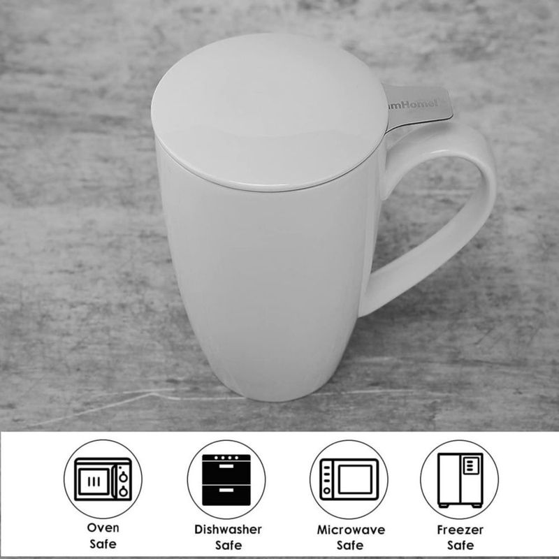 Taza de té amhomel 455 ml con infusor y tapa juego de 2
