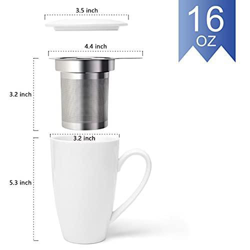 Taza de té amhomel 455 ml con infusor y tapa juego de 2