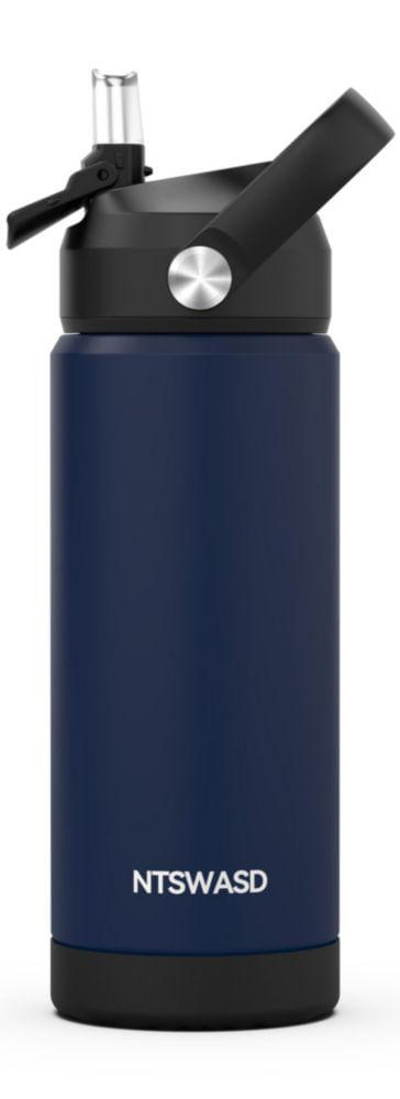 Botella de Agua para Niños Ntswasd 550 ml Azul con Pajilla y Aislamiento