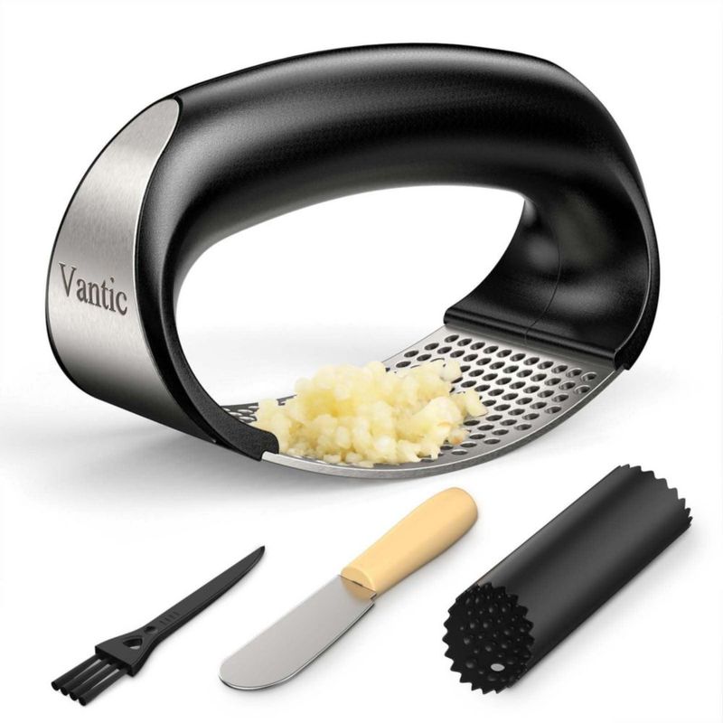 Prensa de Ajo Vantic Rocker de Acero Inoxidable con Pelador