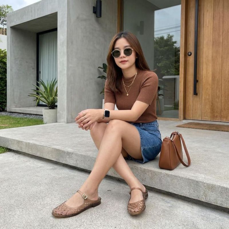 Sandalia CUSHIONAIRE Java para mujer estilo jelly color mocha talla 7