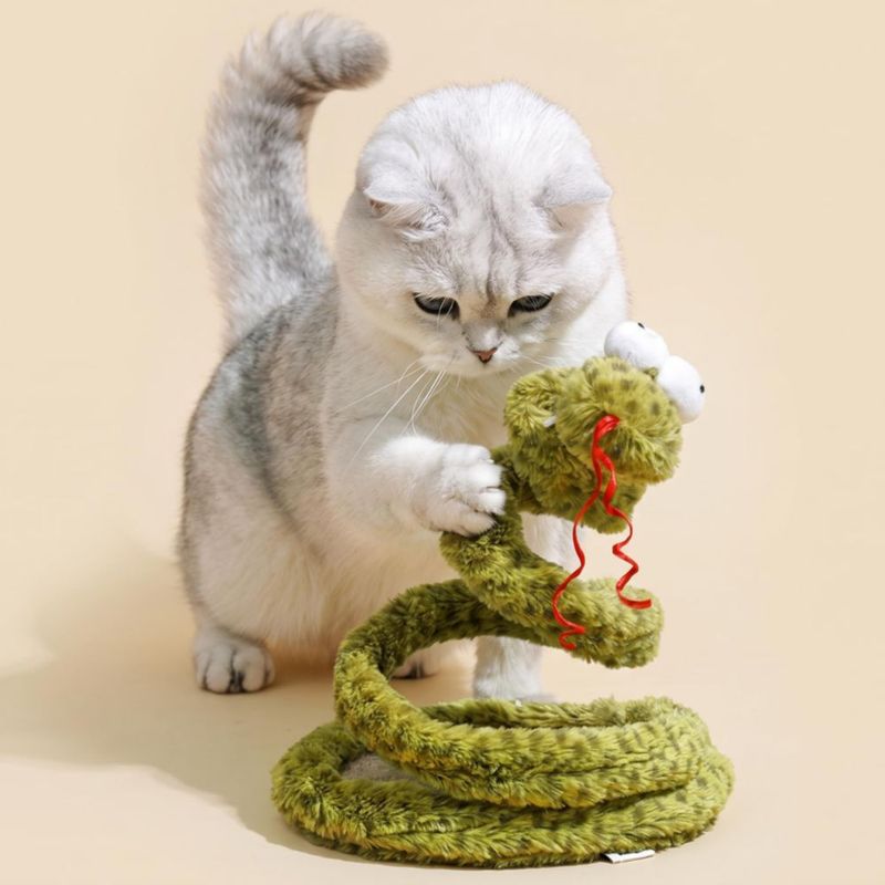 Juguete para Gato ZEZE Serpiente del Bosque con Resorte y Peluche Crujiente