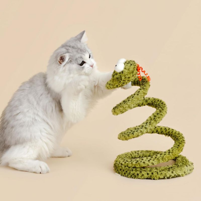 Juguete para Gato ZEZE Serpiente del Bosque con Resorte y Peluche Crujiente