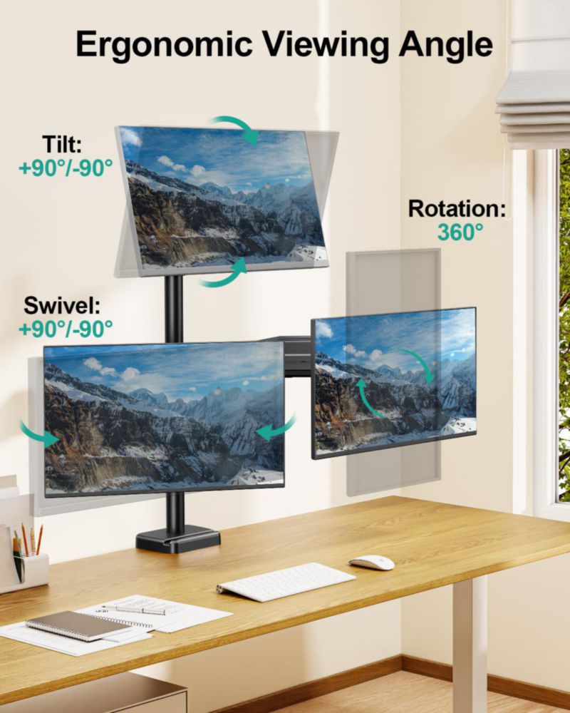 Soporte Triple para Monitores MOUNT PRO de 32" Ajustable VESA 75/100 mm