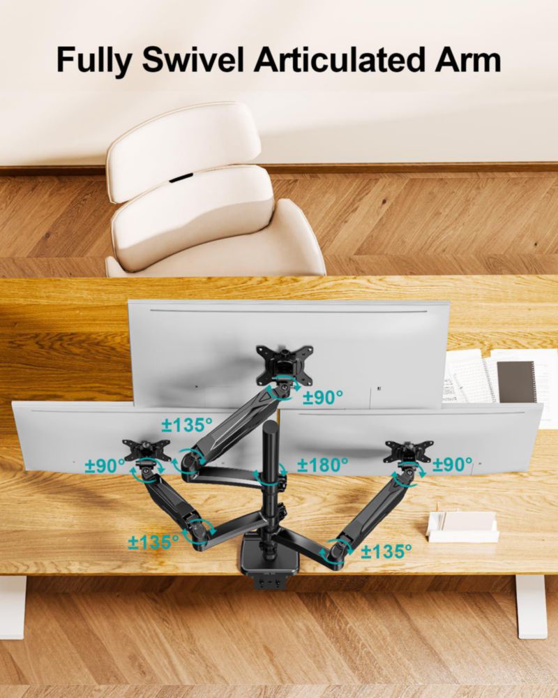 Soporte Triple para Monitores MOUNT PRO de 32" Ajustable VESA 75/100 mm