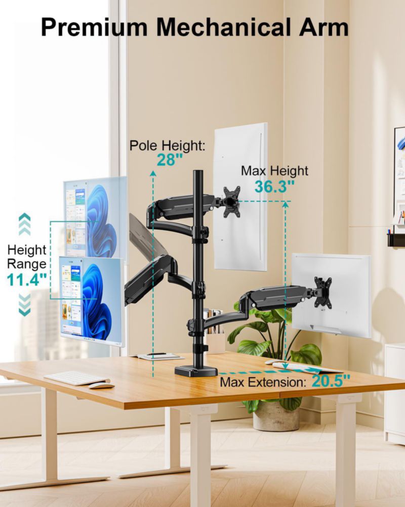 Soporte Triple para Monitores MOUNT PRO de 32" Ajustable VESA 75/100 mm