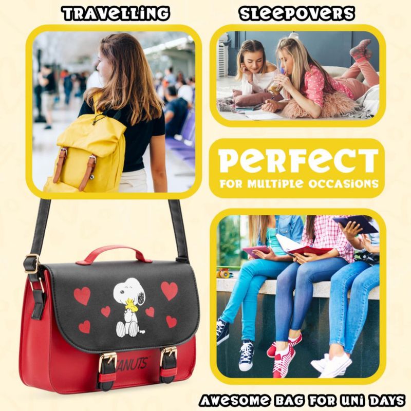 Bolso bandolera Peanuts 25x17x7 cm Rojo/Negro