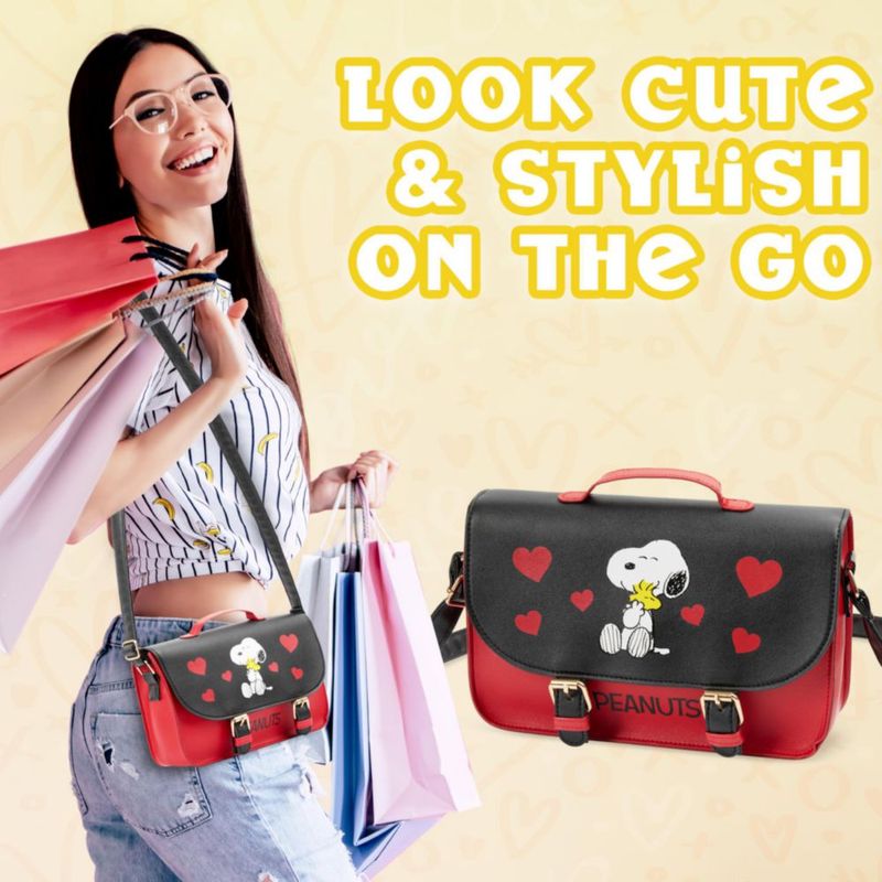 Bolso bandolera Peanuts 25x17x7 cm Rojo/Negro