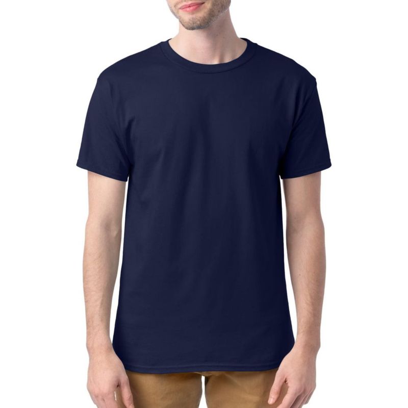 Camiseta Hanes de Algodón Navy (Azul Marino) Cuello Redondo Pack de 6 Talla S