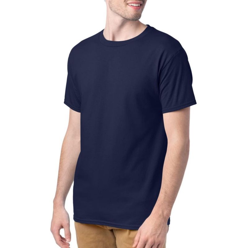 Camiseta Hanes de Algodón Navy (Azul Marino) Cuello Redondo Pack de 6 Talla S