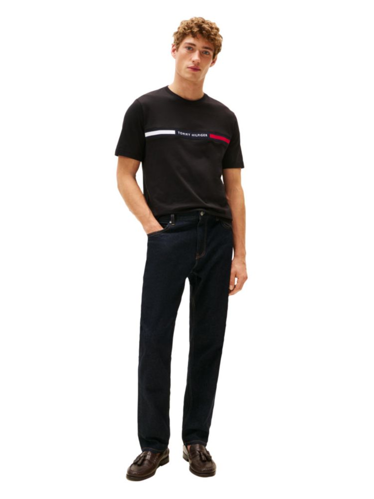 Camiseta Tommy Hilfiger XXL Negra con inserto en el pecho
