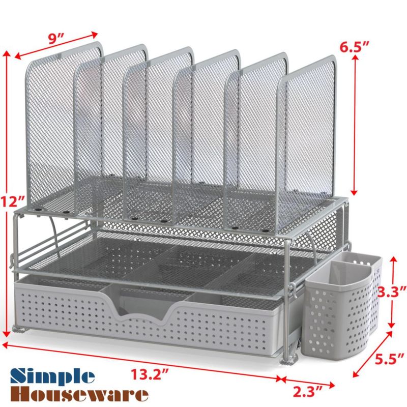 Organizador de escritorio Simple Houseware 23 cm plateado con cajón