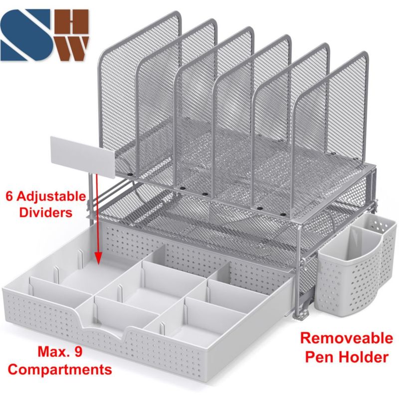 Organizador de escritorio Simple Houseware 23 cm plateado con cajón