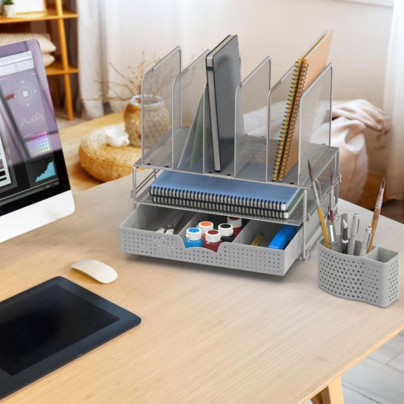 Organizador de escritorio Simple Houseware 23 cm plateado con cajón