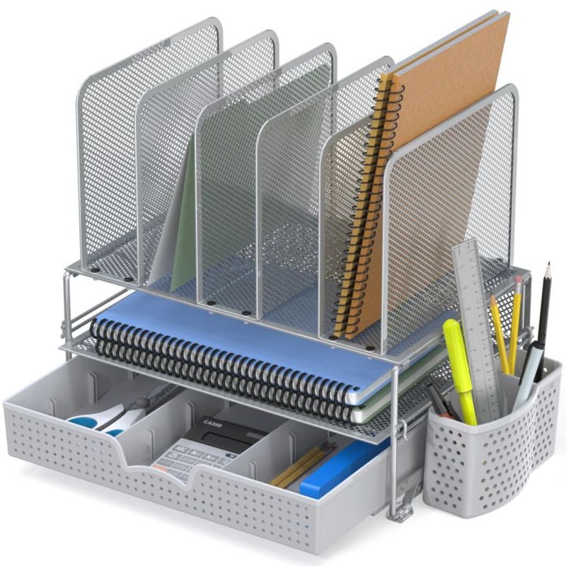 Organizador de escritorio Simple Houseware 23 cm plateado con cajón
