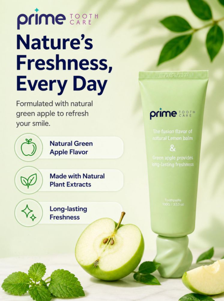 Pasta de dientes Prime Tooth Care 100 g Toronjil y Manzana Verde