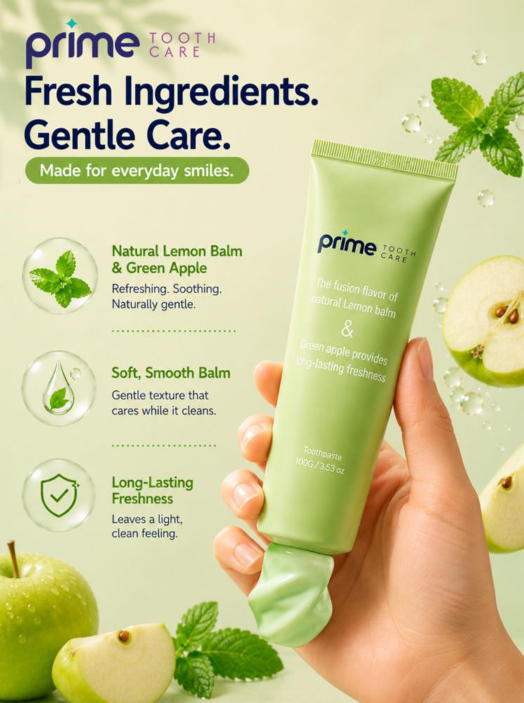 Pasta de dientes Prime Tooth Care 100 g Toronjil y Manzana Verde