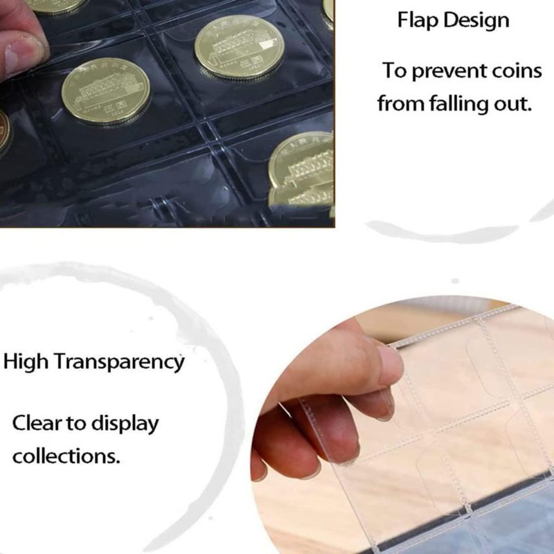 Fundas para monedas AITIME 10 hojas 20 bolsillos PVC