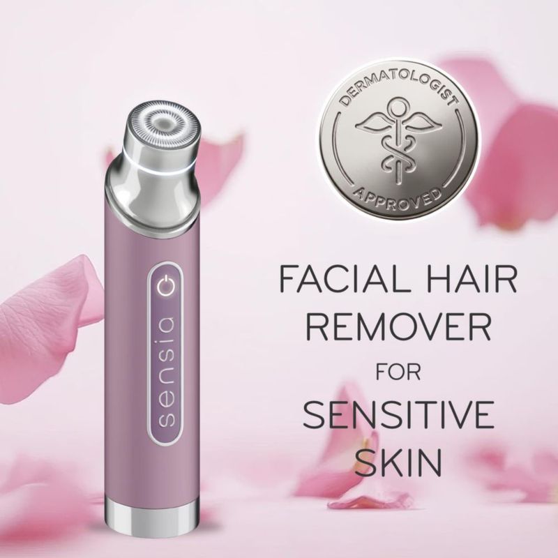 Removedor de vello facial Sensia rosa aprobado por dermatólogos