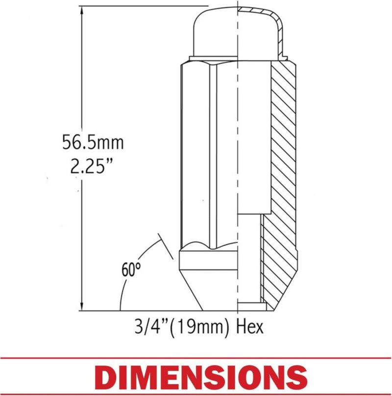 Tuercas de Rueda Accesorios M14x2 57 cm Cromo 19 mm