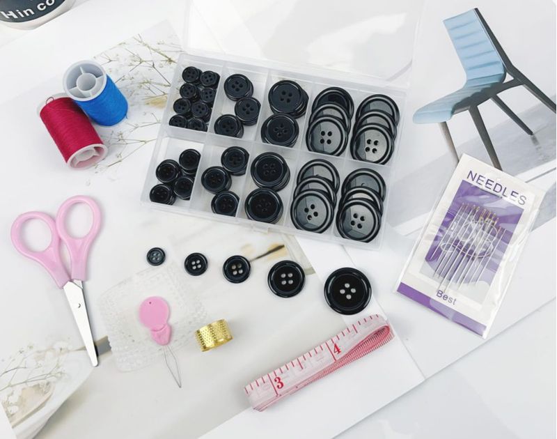 Kit de 100 botones de costura negros de 4 agujeros - wennuo