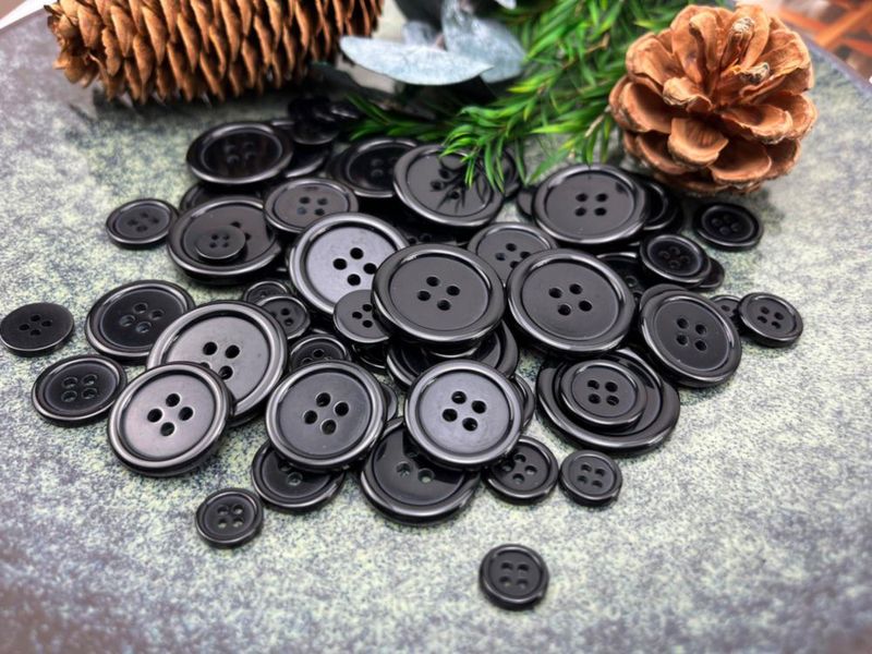 Kit de 100 botones de costura negros de 4 agujeros - wennuo