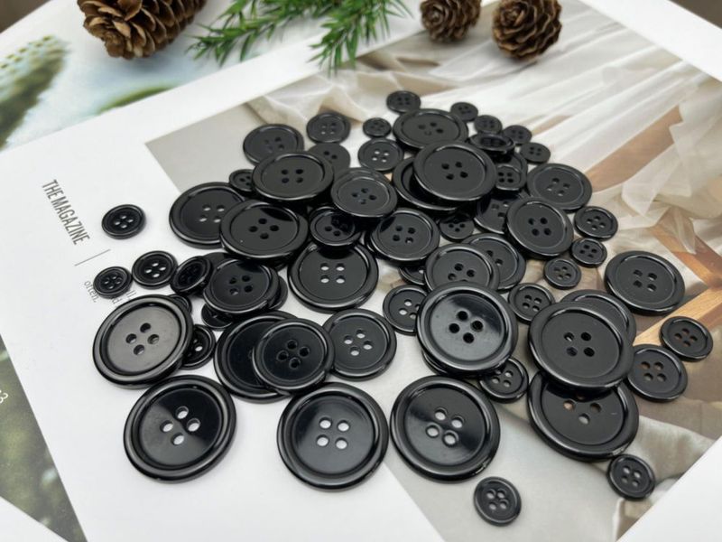 Kit de 100 botones de costura negros de 4 agujeros - wennuo