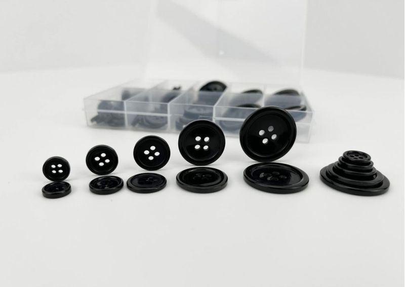 Kit de 100 botones de costura negros de 4 agujeros - wennuo